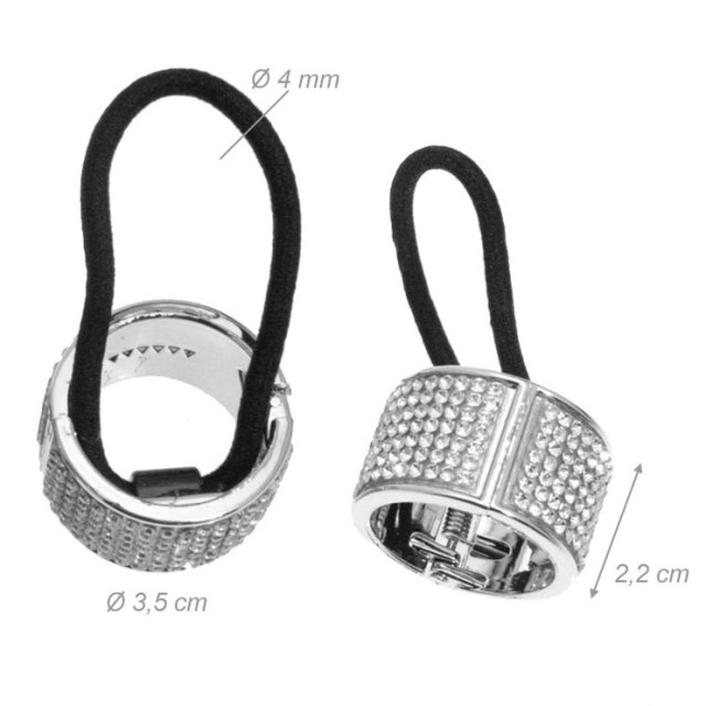 Alista Dancer Basics Alista Plastic Snap Hair Tie with White Rhinestones