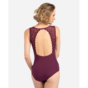 Lulli Dames Balletpakje V-hals van Kant Cantarella wine