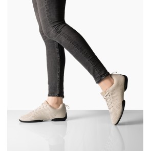 Suny Anna Kern 180 Beige Dames Danssneakers met Splitzool van licht gebreid materiaal