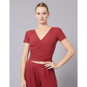 Temps Danse Robyn dames Ribbed Wrap Top