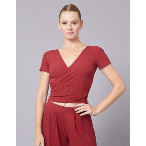 Temps Danse Robyn dames Ribbed Wrap Top