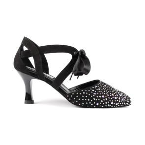 Portdance zwarte latin dansschoenen met strass glitter steentjes