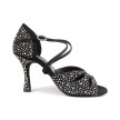 Portdance PD CLARA Black Nubuck & Crystals Social Dansschoenen