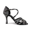Portdance PD LEONOR Black Satin & Crystals Social Dansschoenen
