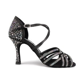 Portdance PD LEONOR Black Satin & Crystals Social Dansschoenen