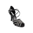 Portdance PD LEONOR Black Satin & Crystals Social Dansschoenen