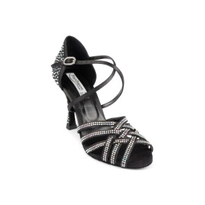 Portdance PD LEONOR Black Satin & Crystals Social Dansschoenen