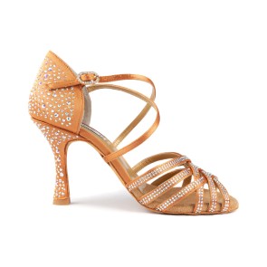 Portdance PD LEONOR Bronze Satin & Crystals Social Dansschoenen