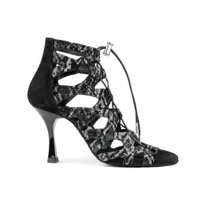 Portdance PD804 Dansschoenen Zwart-Grijs Slangenprint