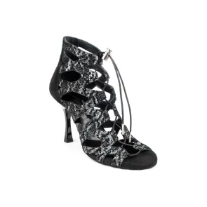 Portdance PD804 Dansschoenen Zwart-Grijs Slangenprint