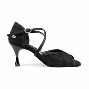 Portdance PD500 PREMIUM Dames Dansschoenen Zwart Glamour Satijn