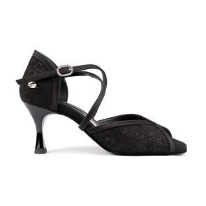 Portdance PD500 Fashion zwarte satijn dames dansschoenen voor latin