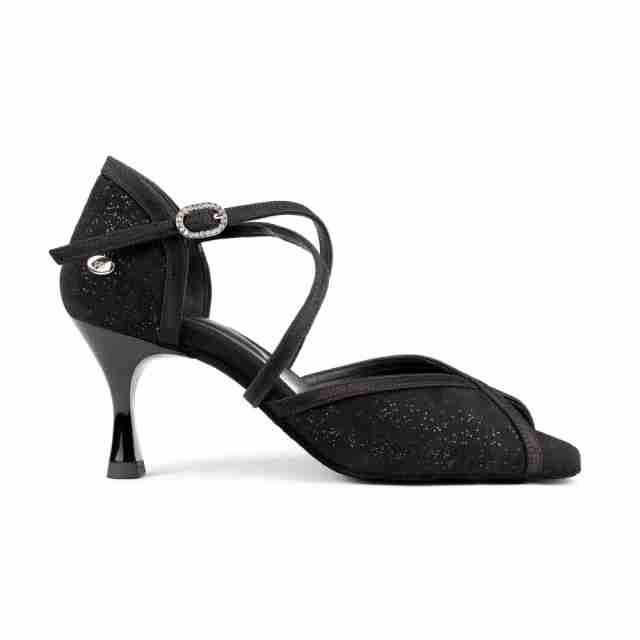 Portdance PD500 Fashion zwarte satijn dames dansschoenen voor latin