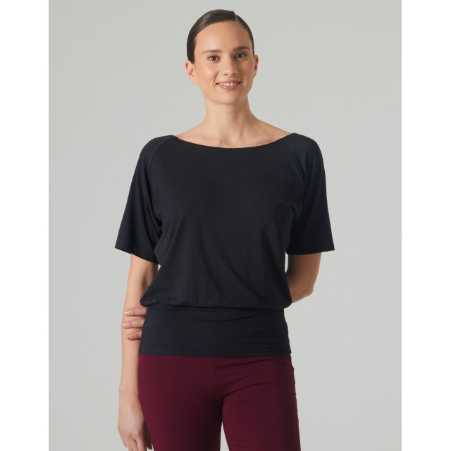 temps danse genesis zwart dansshirt met losse mouwen en strakke band