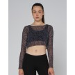 Temps Danse Crop Top Met Lange Mouwen Damier