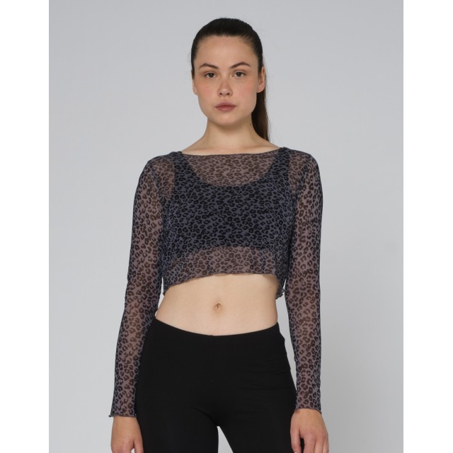 Temps Danse Crop Top Met Lange Mouwen Damier