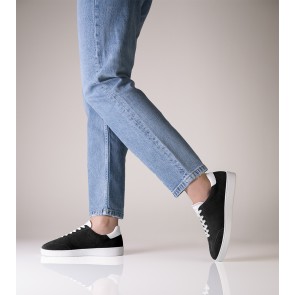 Suny Anna Kern 7015 Suede Zwarte Danssneakers met Volledig Zool voor Dames