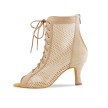 Anna Kern Melisande Beige Dames oefen Dans Enkellaarsjes met 6cm hak