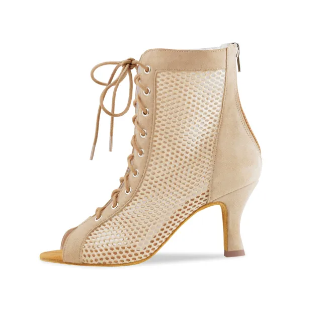 Anna Kern Melisande Beige Dames oefen Dans Enkellaarsjes met 6cm hak
