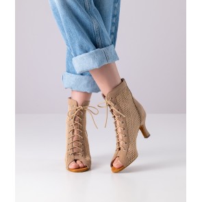 Anna Kern Melisande Beige Dames oefen Dans Enkellaarsjes met veters