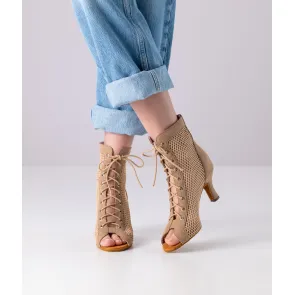 Anna Kern Melisande Beige Dames oefen Dans Enkellaarsjes met veters