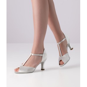 Werner Kern Mona Wit Satijn dames Dansschoenen met een drukknoopsluiting