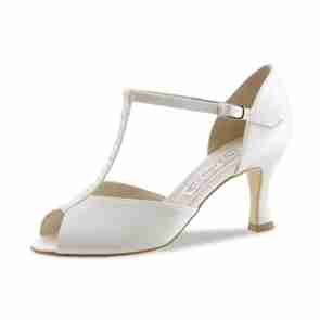 Werner Kern Mona Wit Satijn dames Bruidsschoenen met Lederen zool