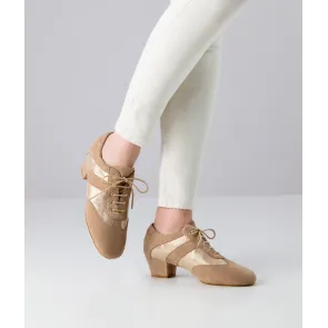 Anna Kern Sandrine dames dansschoenen met een goude glitterprint