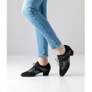 Anna Kern Sandrine 002-35Z comfortabele zwarte dames oefen Dansschoenen met veters