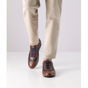 Werner Kern 28062 Positano heren casual danssneakers cognac met blauwe elementen