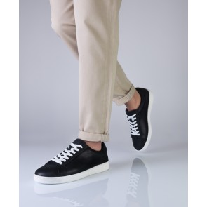 Suny Anna Kern 7410 Zwarte Lederen Sneakers met volledige zool