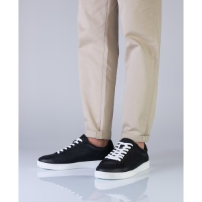zwarte latin danssneakers voor heren met veters en witte doorlopenden zool suny 7410