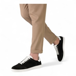 Suny 7415 Suede zwarte Danssneakers heren met veters