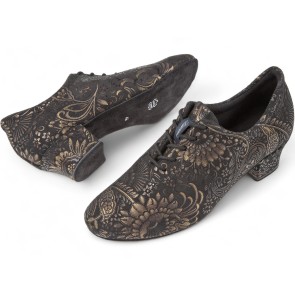 Diamant Dames suede Trainingsschoenen met Rococo print 199-034-623 met een 37mm stabiele hak