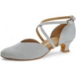 Diamant Dames Ballroom Zilver Brocade Dansschoenen 170-013-002
