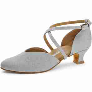 Diamant Dames Ballroom Zilver Brocade Dansschoenen 170-013-002