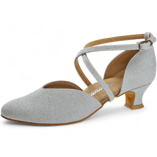 Diamant Dames Ballroom Zilver Brocade Dansschoenen 170-013-002