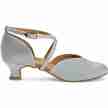 Diamant Dames Ballroom Zilver Brocade Dansschoenen 170-013-002 met een 42mm stabiele hak