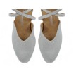 Diamant Dames Ballroom Zilver Brocade Dansschoenen 170-013-002 met een gesloten neus