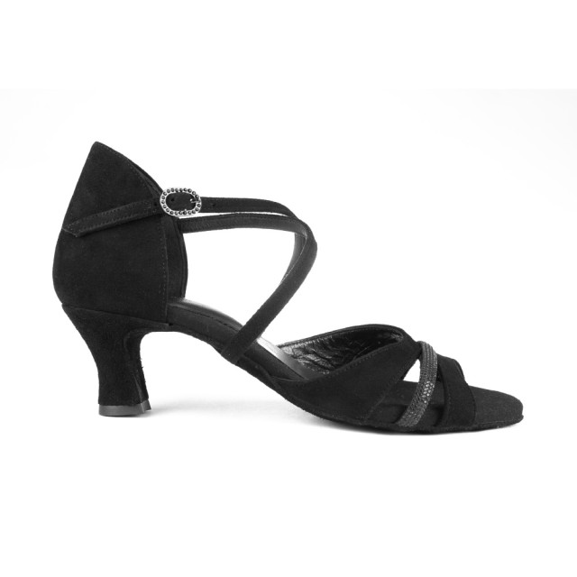 PD816  Zwart Sparkling Strap Dames Dansschoenen Comfort Line