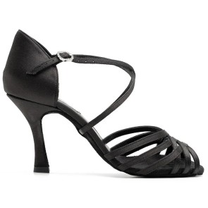 Portdance PD818 Zwart Satijn dames Dansschoenen