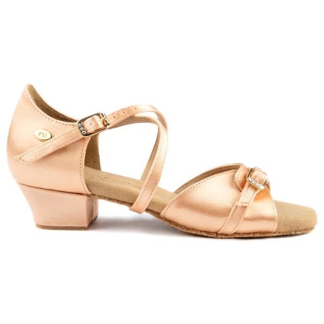 PD636 Flesh Satijn Premium meisjes Dansschoenen met hak 30mm