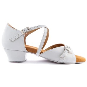 Portdance PD636 Wit Lederen Dames Dansschoenen met hak 30mm