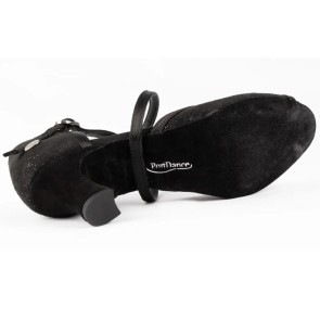 PD500 Dames Dansschoenen Zwart Glamour Satijn met hak 45mm