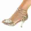 Nueva Epoca Gloria Dansschoenen voor Dames zilver en goud leer glitter salsaschoen