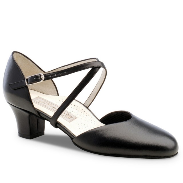 Werner Kern Debby zwarte dansschoenen voor Dames met Kruisbandje en 45 mm Blokhak