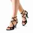 Nueva Epoca Amalia dansschoen dames zwart suede meerdere enkelbandjes strappy sandaal