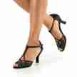 Anna Kern 640-60 Manon dames dansschoenen zwart satijn voor latin en salsa