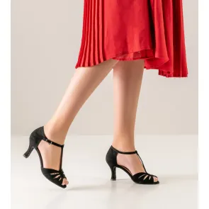 Werner Kern Dalia zwarte dansschoenen voor dames bloem open teen met cut outs