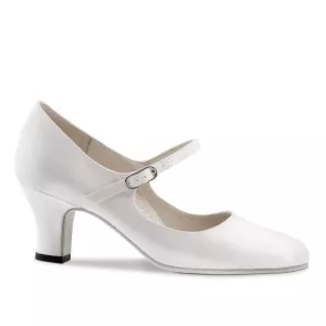 Bridal Werner Kern Ashley wit satijnen Dames dansschoenen met Wreefbandje - Bruidsschoenen met suede zool